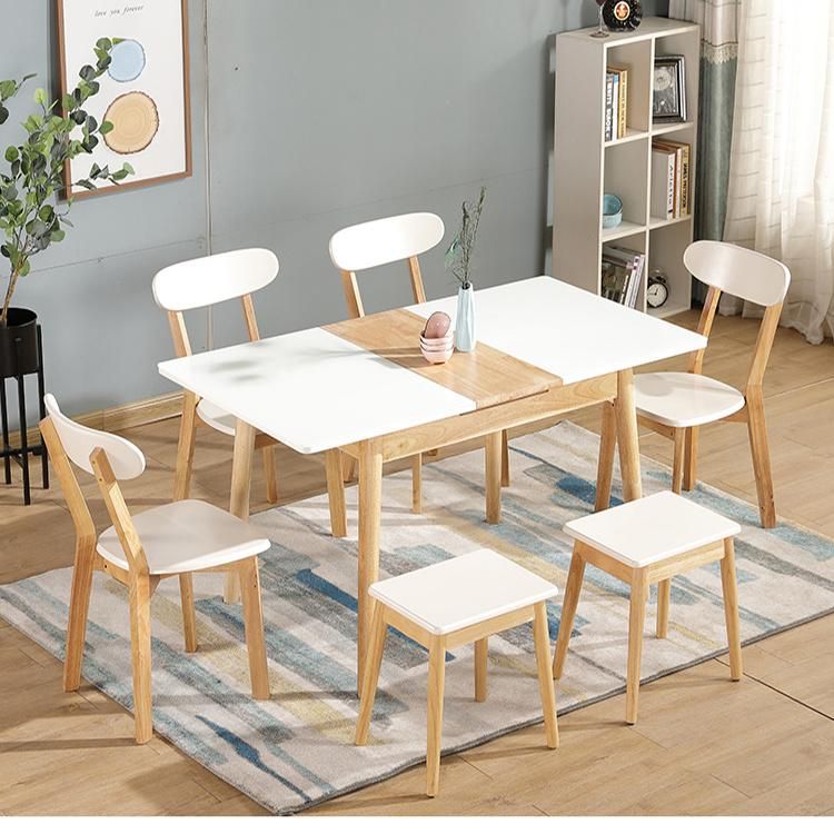 Dining Set Extended Table 6 Chairs Glass Mesa Rectangular Wood Table Top Restaurant Modern Dining Table Set