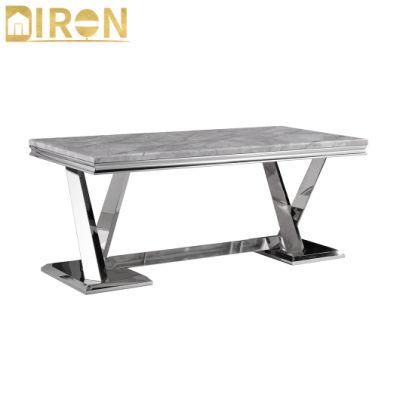 Factory Wholesael Modern Style Stainless Steel Marble Restaurant Dining Table