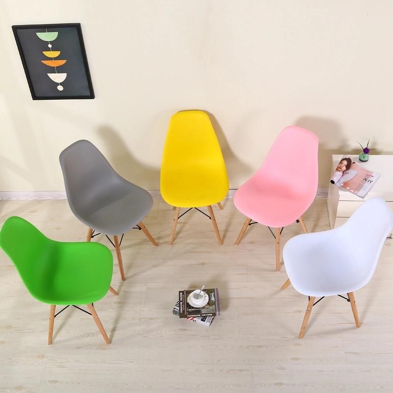 Yellow Plastic Back with Beech Legs Dining Table and Chair