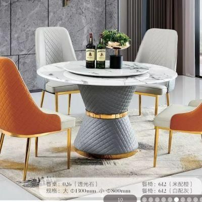 Hot Selling Wholesale Dining Table Set Modern Dining Room Furniture Tables with Marble Top and Metal Stainless Steel Base Dining Table