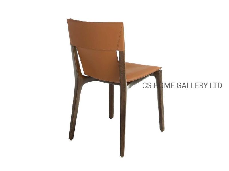 Wooden Home Furniture Modern Saddle Leather Restaurant Study Dining Chair Living Room Chair