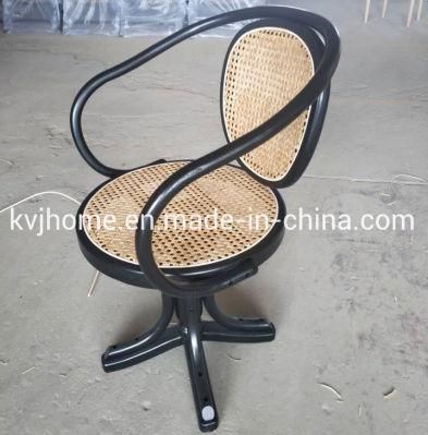 Kvj-9002 New Design Rattan Cane Wood Swivel Armchair