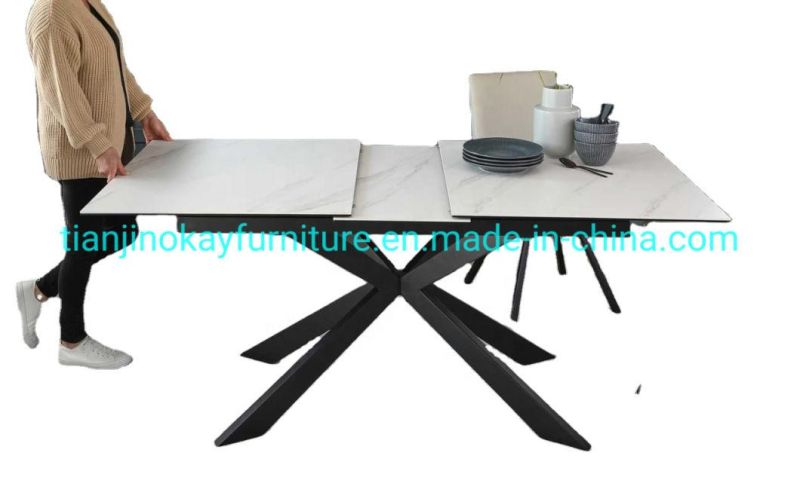 Cheap Nordic High Quality Dining Table and Chair Extendable Hard Ceramic Dining Room Table