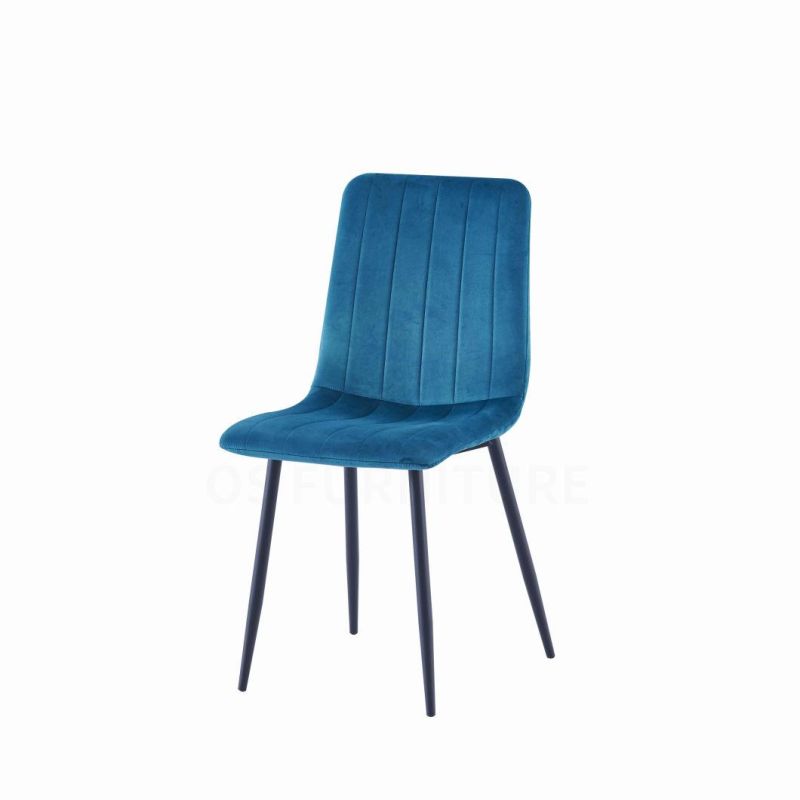 Modern Velvet Hotel Dining Chair Fabric Surface Metal Legs Living Room Dining Chair