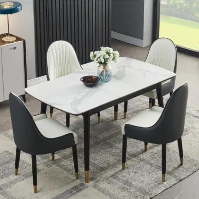 Simple Negotiation Reception Marble Dining Table with Chair Combination