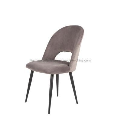 2021 China Hebei New Model Dining Furniture Velvet Fabric Dining Chair with Four Black Legs