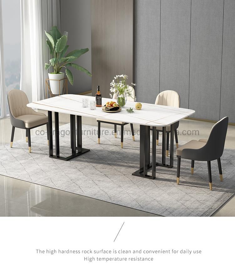 Sintered Stone Hot Sale Metal Leg Dining Table and Chairs