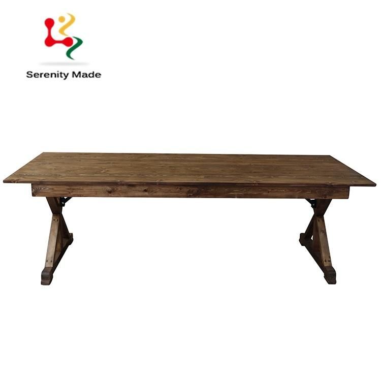 Wedding Use Banquet Furniture Farm House Vintage Style Solid Wood Folding Event Meeting Dining Table