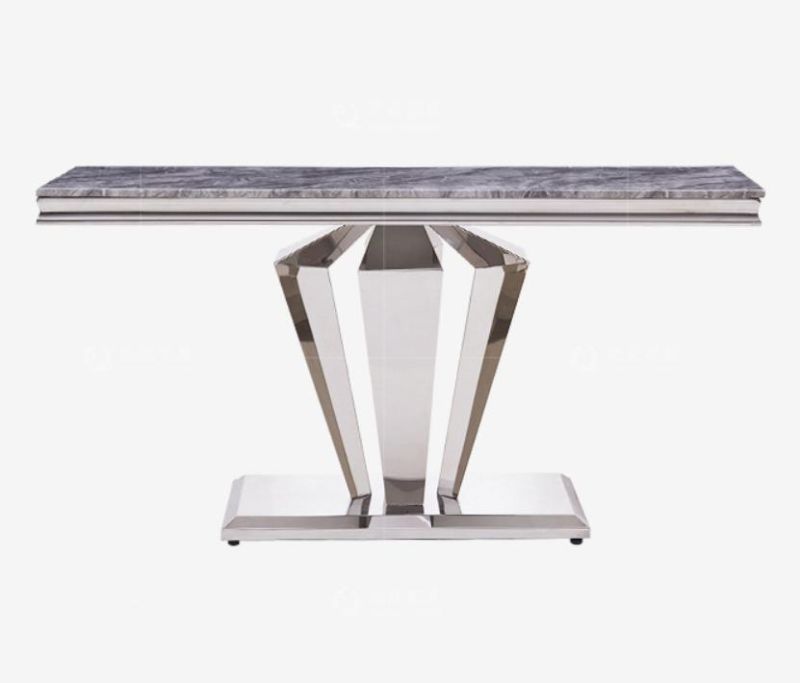 Home Furniture Wholesale Italian Luxury Design Dining Room Rectangular/Round Stainless Steel Leg 4~6 Seater Villa Luxury Dining Table for Hotel Room Restaurant