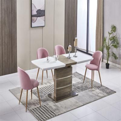 2021 Modern Design Dining Room Furniture High Gloss Extention MDF Painting Dining Table