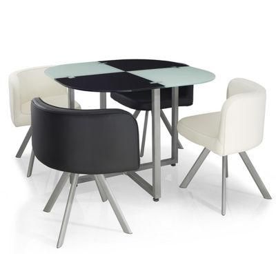 Modern Luxury Design Tempered Glass with Heat Transfer Printing Leg Dining Table Set