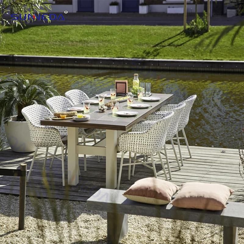 Modern Style Rattan Chair Garden Patio Dining Table Set