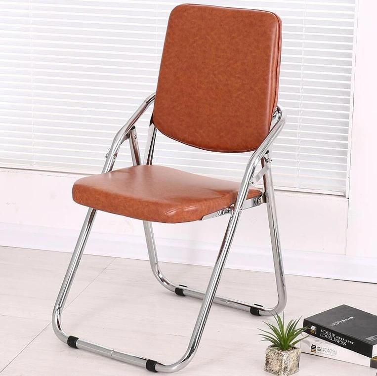 Fashion Home Garden Office Meeting PU Leather Iron Folding Chair