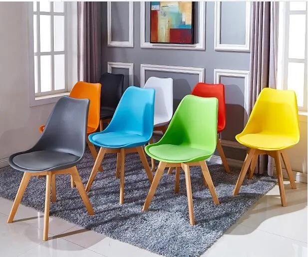 Wholesale Modern Dining Room Furniture Designer Plastic Dining Chair with Wood Legs