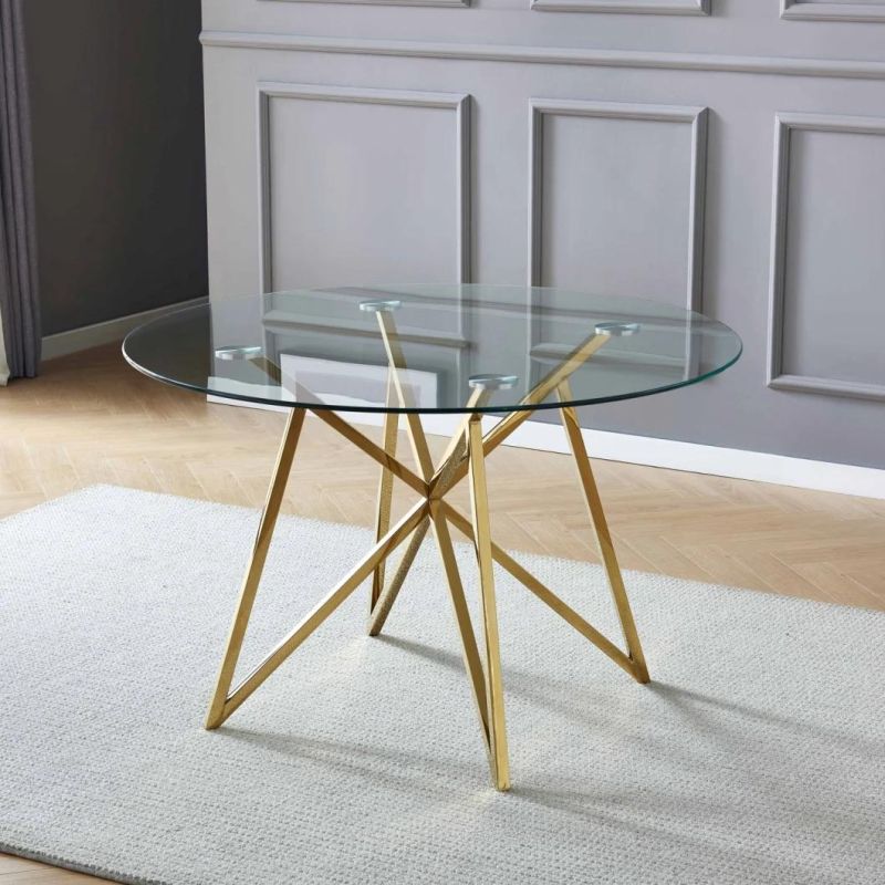 2022 Hot Sale Home Furniture Round Ceramic Dining Room Table with Round Top Metal Legs