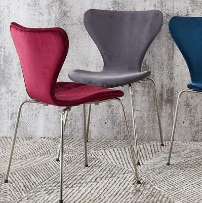 2021 Hot Sale Different Colors Optional Velvet Dining Chair with Chrome Metal Tube Legs