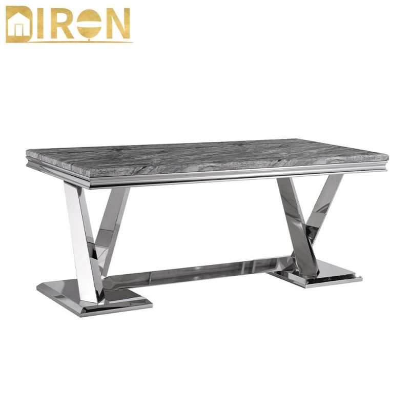 China Manufacturer Stainless Steel Synthetic Marble Dining Table