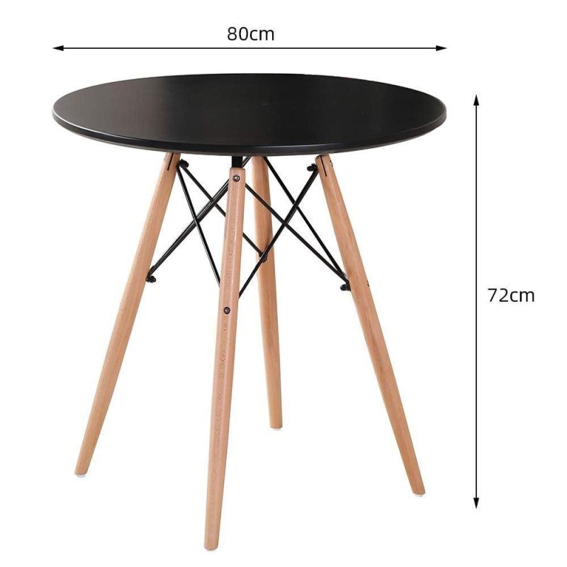 Hot Sale Modern Europe Rustic Nordic Cheap White Round Restaurant Kitchen 4 Seater Dining Table with Wood Leg