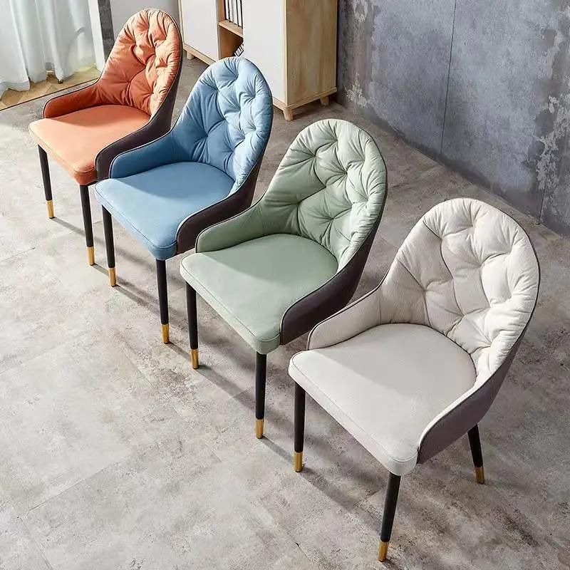 Modern Classic Italian Metal Base Design PU Leather Dining Chairs