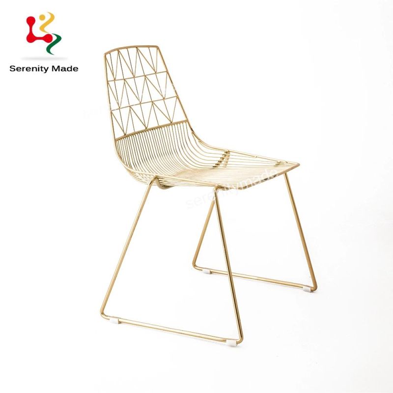 Outdoor Event Furniture Gold Metal Wire Chair for Commercial Use