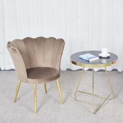 Colorful Velvet Dining Chair with Golden Legs Used in Banquet Hotel Coffee Shop