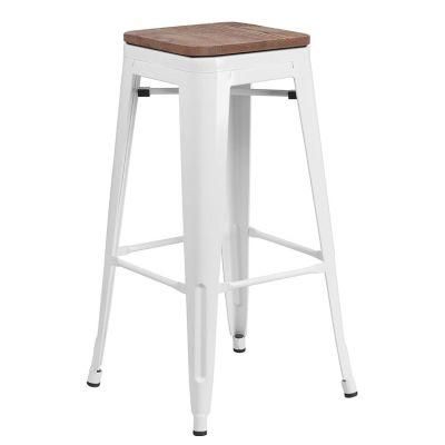 New Design Wooden Stackable Metal Industrial Bar Stool