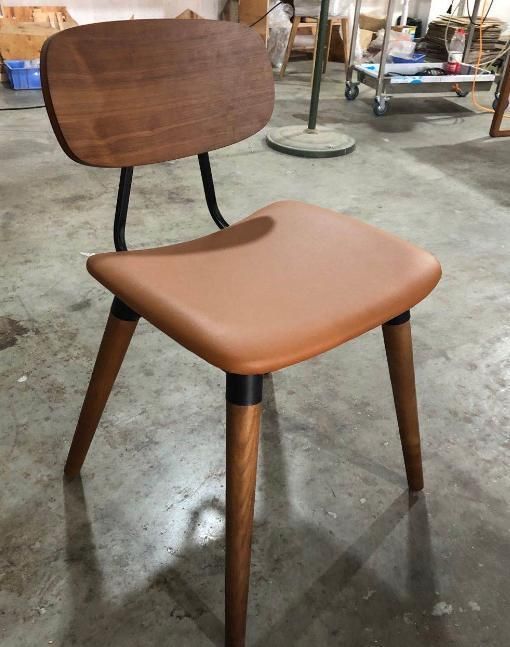 Oak Color Wooden Frame Metal Dining Chair for Restaurant Commercial Use