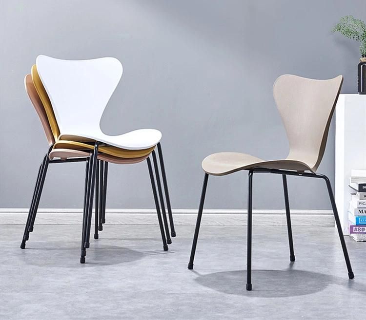 Modern Colored PP Garden Chair Coffee Shop Plastic Leisure Chair Chair Metal Legs Dining Chair