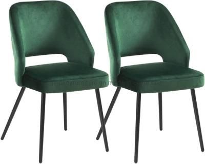 Upholstered Chairs with Metal Legs Velvet Cover Soft Seat and Backrest Green Dining Kitchen Chairs