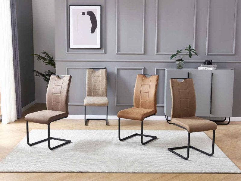 Modern Dining Chairs with High Backrest Black Metal Legs