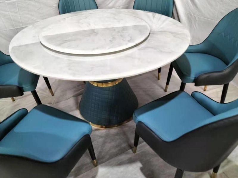 Stainless Steel Marble Dining Table Set Furniture Modern Round Table