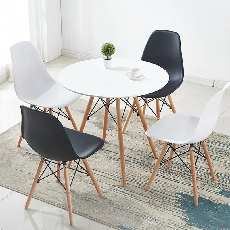 Home Furniture White Bedroom MDF Top Wood Round Dining Table