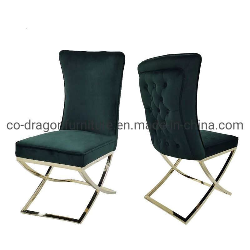 Europe Modern Furniture Metal Leg Fabric High Back Dining Chair