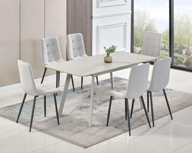 Okay Hot Sale Ceramic Glass Marble White Dining Table with Four Legs