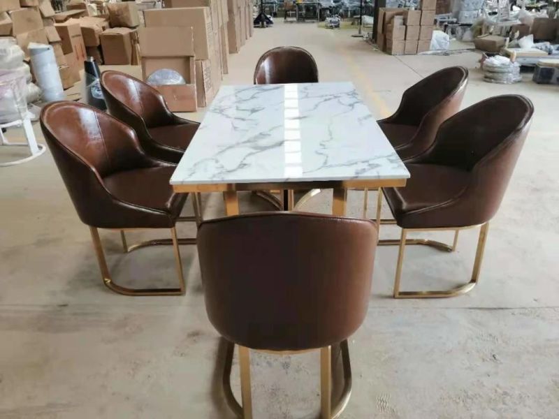 Popular Marble Top Dining Tables Stainless Steel