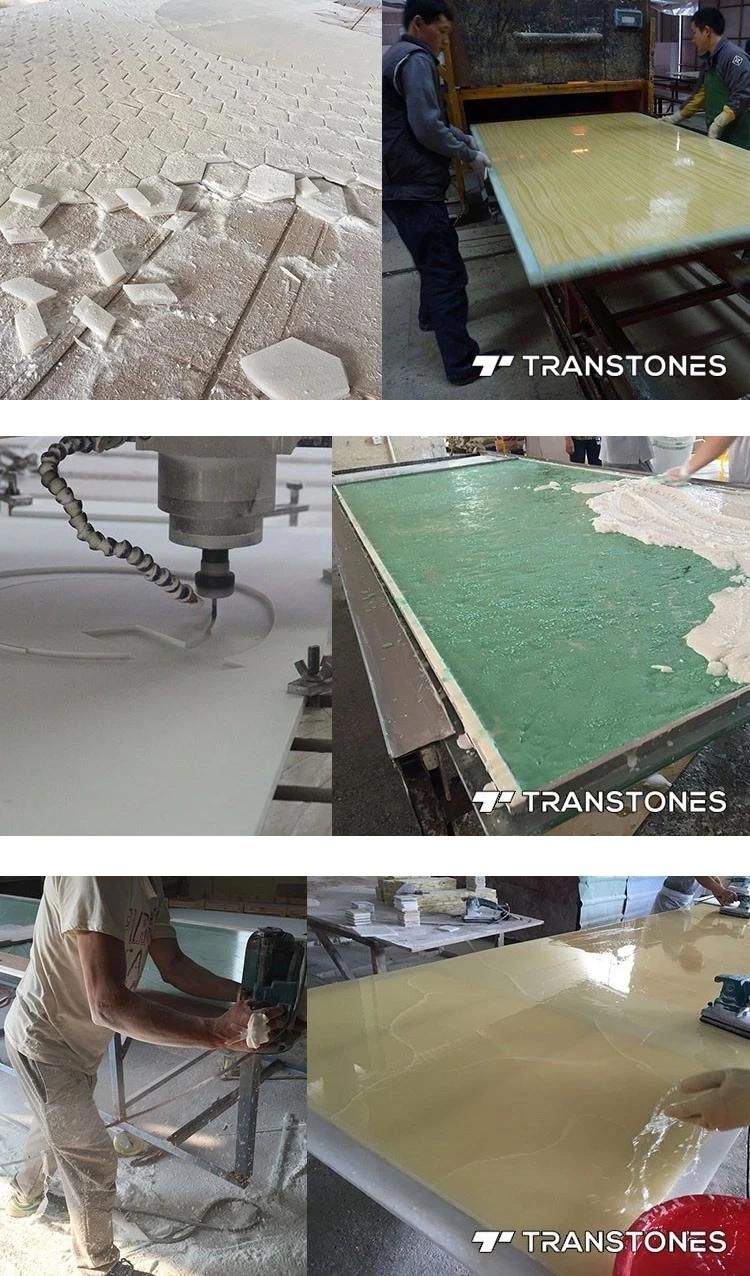 White Alabaster Stone Marble Translucent Resin Panel Alabaster Acrylic Sheet for Kitchen Table