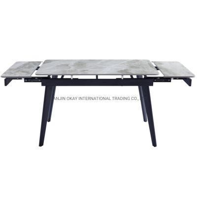 Customized Modern Furniture Metal Feet Ceramic Top Slate Dining Table