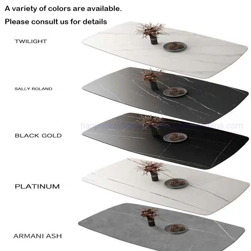 Popular Modern Dining Table Restaurant Table Luxury Polished Stainless Steel Gold Base Round Ceramic Top Coffee Table