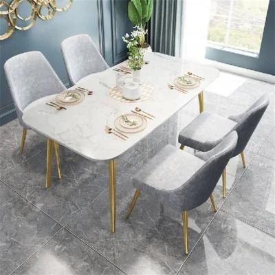 Nordic Restaurant Casual Marble Leather Dining Table with Chair Sets