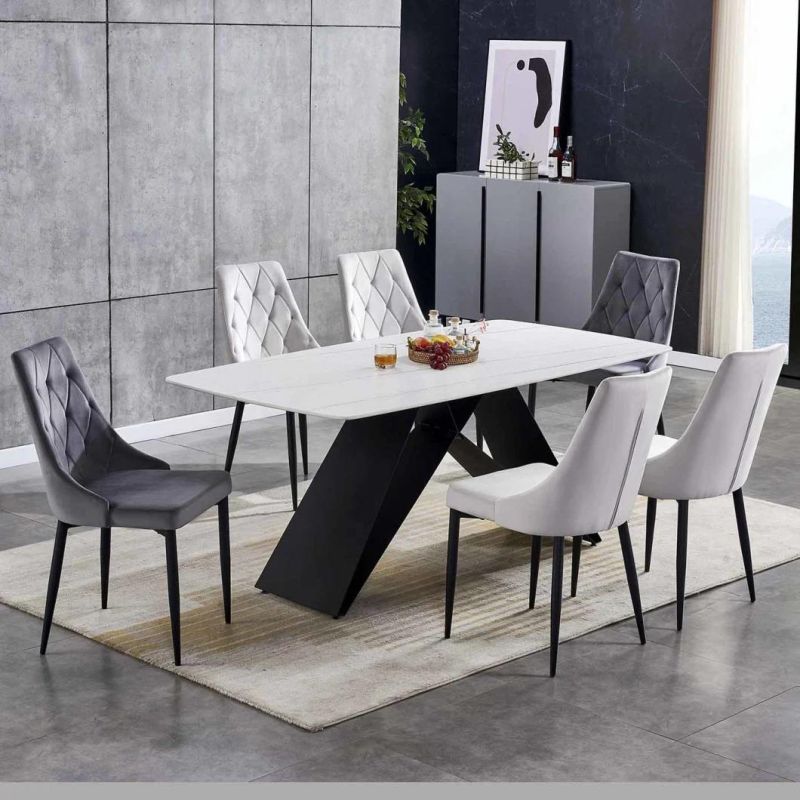 Modern OEM Furniture Porcelain Artificial Sintered Stone Marble Dining Table Set