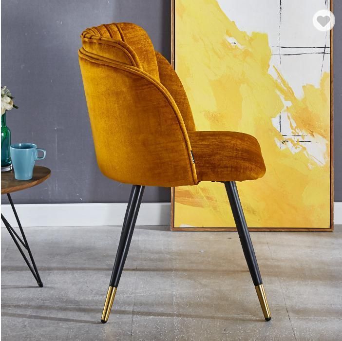 Modern Home Furniture Dining Room Chair and Table Sets Metal Gold Leg Velvet Fabric Elegant