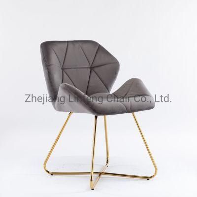 Modern Luxury Design Velvet Seat Gold Metal Legs Dining Chair