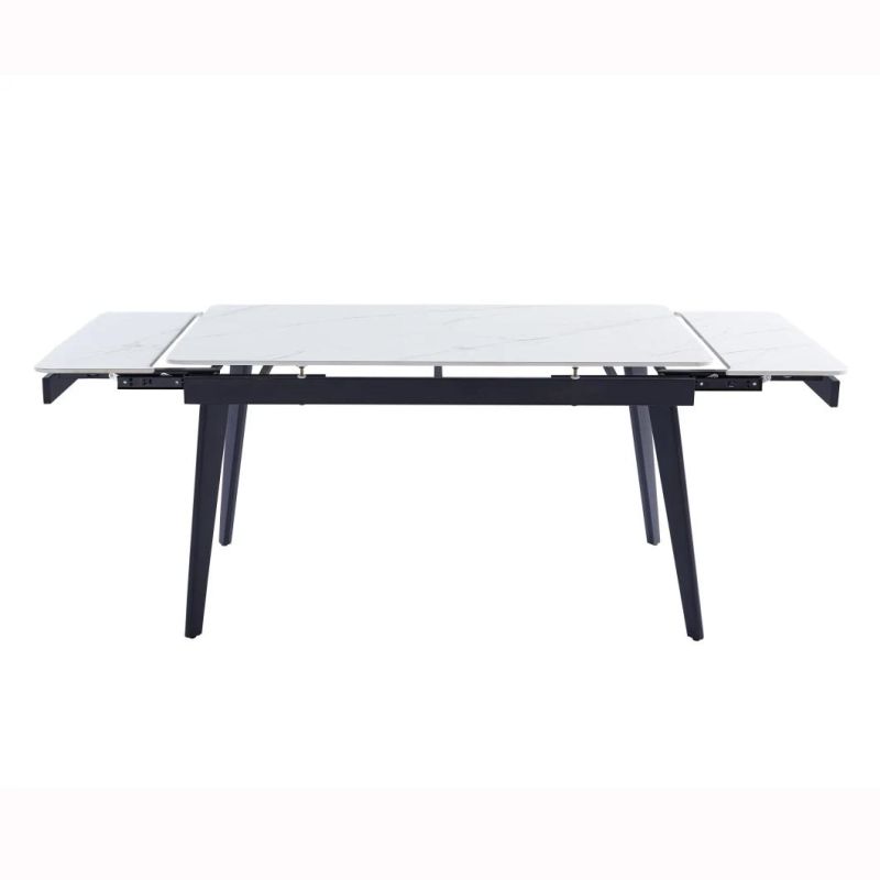 Contemporary New Design Luxury Sinered Stone Top Dining Table with X Shape Black Iron Leg