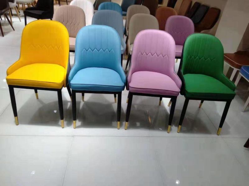 New Design Cheap Price Wholesale Dining Room Furniture Metal Frame Legs Modern PU Upholstered Leather Dining Chairs