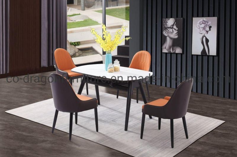 Modern 6 Sets Extension Steel Dining Table for Home Furniture