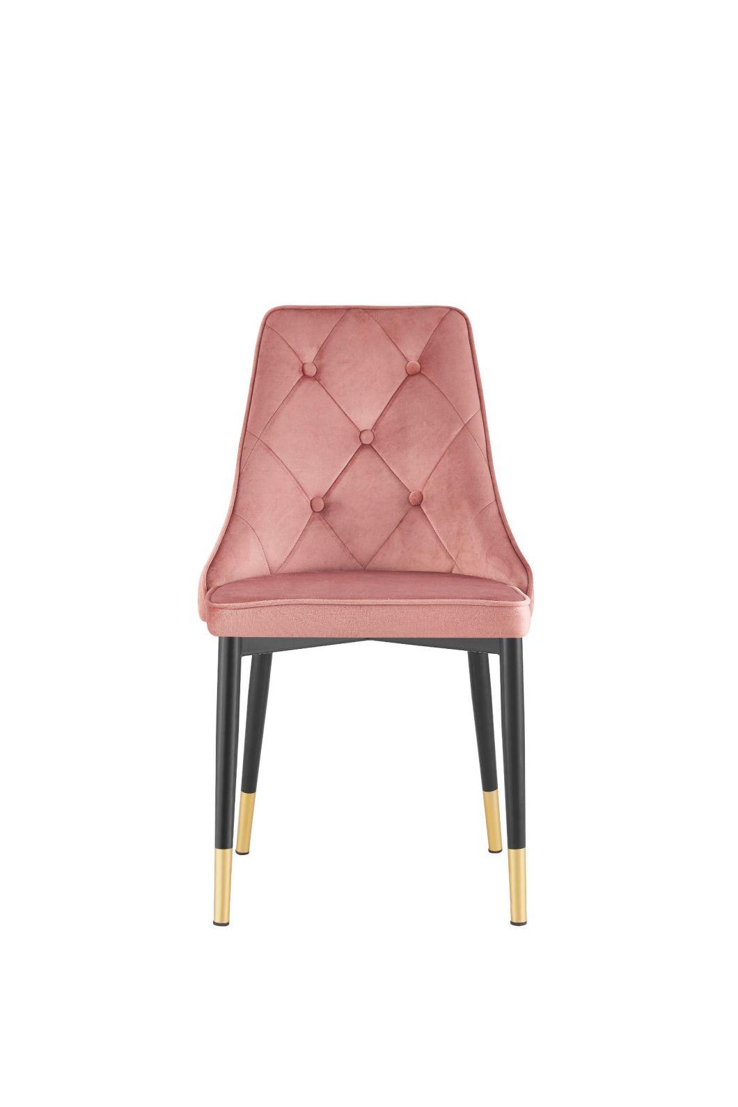 New Design Wholesale Modern Home Furniture Living Room European Metal Legs Dining Chair with Optional Colors Velvet Fabric Chair