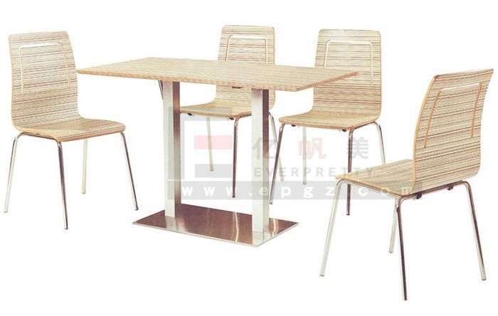 China Supplier Restaurant Furniture Four Seaters Dining Table & Chairs