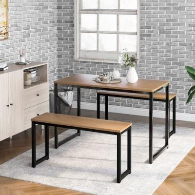 Cheap Home Furniture Dining Table Set Restaurant Modern Rectangular Wooden Dining Set