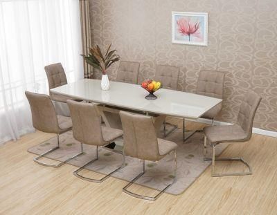 Modern Marble Dining Table Set for Six with Pull Table