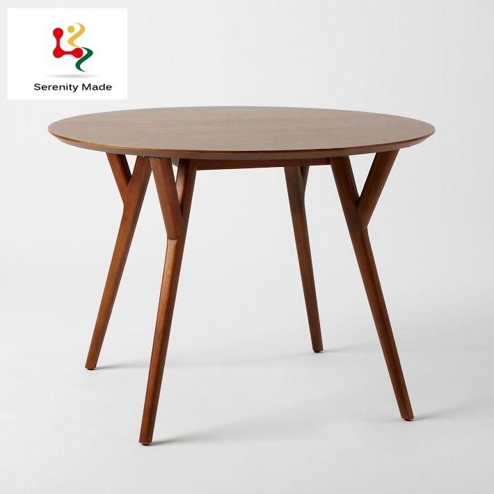 Modern Coffee Shop Use Round Wooden Frame Dining Table